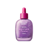 Bakuchiol plumping serum bottle with pink dropper on a purple background